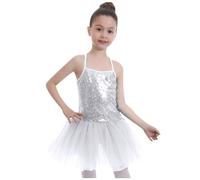 MaNMaNing Robe Tutu Sequins pour Fille déguisement Carnaval fête Danse Ballet Tulle Bouffant Robe sans Manche Costume Enfant fête Danse créative Loisir Princesse Style Brillant
