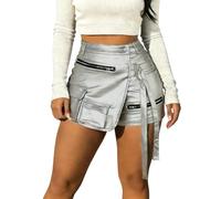 MaNMaNing Short Cargo Femme Été Asymétrique Taille Haute Extensible Poches Multiples Décontracté A Line Confortable Shorts Et Bermudas Femme Cargo Multi Poches