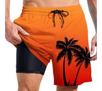 MaNMaNing Short De Bain Homme Bermuda De Plage avec Doublure Compression Et Poches Dégradé Couleur Style Vacances pour La Baignade Et Le Confort Estival Maillot Bain Homme