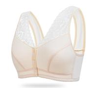 MaNMaNing Soutien Gorge Grande Taille sans Armature Dentelle Fermeture Devant Très Fin Coton Doux Push Up pour Forte Maman Style Débardeur Confortable Brassière