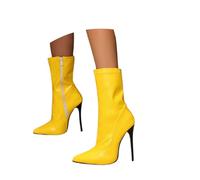 MaNMaNing Talon Femme Bottes à Talons Aiguilles Pointus Tendance pour Robes de soirée, de Carnaval et Tenues boîte Nuit (Yellow, 35)