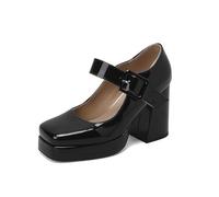 MaNMaNing Talon Femme Chaussures Mary Jane rétro élégantes à Talons Hauts pour Femmes, Chaussures habillées à Talons épais et Bout carré pour des Occasions élégantes (Black, 39)