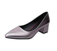 MaNMaNing Talon Femme Et Orteil Printemps Chaussures été Mode Chaussures Peu Profondes décontracté Pointu Femmes mi-Talon Bouche Femmes Talons Hauts (Silver, 37)