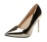 MaNMaNing Talon Femme Talons Pointus Solides Minces Chaussures à Enfiler décontractées Orteil Femmes Couleur Unique Mode Travail Talons Hauts pour Femmes (Gold, 42)