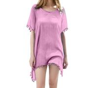 MaNMaNing Tunique Plage Femme Franges Et Pompons Uni Décontractée. Cache Maillot De Bain Femme Plage Bohème. Robe De