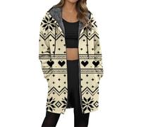 MaNMaNing Veste décontractée longue femme polaire motif célébration hiver doublure chaude zip décontracté confortable pour occasions