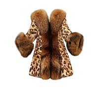 MaNMaNing Veste Femme Hiver Fausse Fourrure Léopard Doublure Polaire Veste Chaude et Tendance pour Look Audacieux et Luxueux