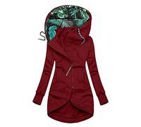MaNMaNing Veste Femme Uni Capuche Coutures Contrastées Cordon Slim Zip Veste Extérieure Chaud pour Tenue Sportive ou Urbaine