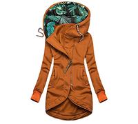 MaNMaNing Veste Femme Uni Capuche Coutures Contrastées Cordon Slim Zip Veste Extérieure Chaud pour Tenue Sportive ou Urbaine