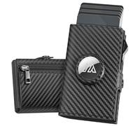 Manmaxim Airtag Portefeuille avec Portefeuille Pop-up Ultra Compact pour Homme pour 10 Cartes, 2 fenêtres d'identité et 10 Billets de Banque, Porte-Monnaie pour Homme avec Porte-Cartes RFID