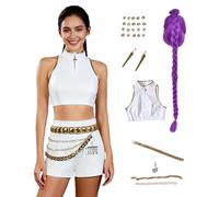 MANMICOS Costume de chanteuse pop pour femme - Taille US - Blanc - Taille XS