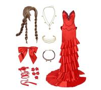 MANMICOS Costume de cosplay Aeris de l'anime Aeris, taille américaine, rouge (3XL)