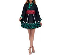 MANMICOS Costume de cosplay anime taille américaine pour femme avec jupe kimono (noir, TTG)