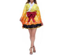 MANMICOS Costume de cosplay anime taille américaine pour femme avec jupe kimono (orange, taille 3XL)