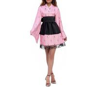 MANMICOS Costume de cosplay anime taille américaine pour femme avec jupe kimono (rose, taille S)