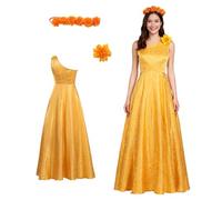 MANMICOS Costume de cosplay de film taille US pour femme avec jupe longue jaune (taille L)