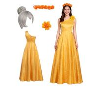 MANMICOS Costume de cosplay de film taille US pour femme avec jupe longue jaune (taille S)
