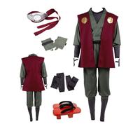 MANMICOS Costume de cosplay Jiraiya pour homme avec manteau rouge pour Halloween, Rouge, XL