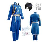 MANMICOS Costume de cosplay pour homme Roy Mustang Taille US Bleu Taille L