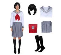 MANMICOS Costume de cosplay taille US pour femme - Costume de marin JK - Uniforme jupe avec perruque (blanc, taille L)
