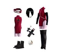 MANMICOS Costume de cosplay Uchiha Sarada pour Halloween Taille US Rouge Taille L
