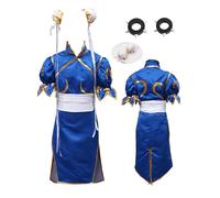 MANMICOS Costume d'Halloween Cheongsam bleu pour femme - Taille US, bleu, M