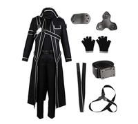 MANMICOS Costume Kirito pour homme - Taille américaine - Costume de cosplay pour Halloween - Noir, Noir , L