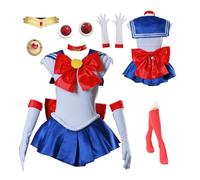 MANMICOS Costume Usagi Tsukino Anime Sailor Moon Cosplay Costume d'Halloween Jupe Perruque (Taille 3XL) Bleu