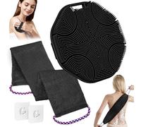 Manmihealth Brosse de douche en silicone souple et éponge de bain africaine, brosse de douche nettoyante douce et combinaison de maille exfoliante, filet de lavage Afrique (noir)