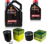 Mann-Filter Inspection Set 6L Motul 8100 X-Clean + 5W-30 pour Mazda 6 Break 2.2