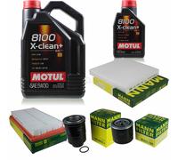 Mann-Filter Inspection Set 6L Motul 8100 X-Clean + 5W-30 pour Mazda 6 Combi