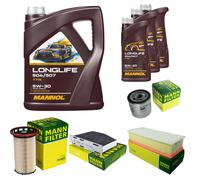 Mann Inspection Set 8L mannol Longlife 504/507 5W-30 pour VW Caddy IV Coffre