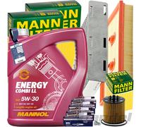 Mann Kit D'Inspection + 1x5L mannol NRG 5W30 Huile Convient pour VW Passat B6