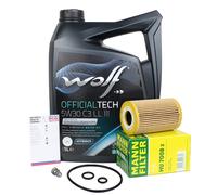MANN ÖLFILTER + Wolf Huile 5W-30 LL Pour VW Golf 5+6 Passat B6+B7 1.6-2.0 TDI