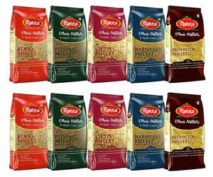 Manna Millets 5Kg Combo Pack de 10 (Avec Browntop) | Céréales Naturelles | Browntop 1kg, Little 1kg, Kodo 1kg, Foxtail 1kg, Barnyard 1kg | Riz à faible IG