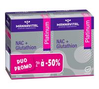 Mannavital NAC + Glutathion Platinum 60 Gélules Duopack Promo 2ème À -50%