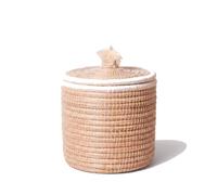 Manne Berbère en Alfa Tressé Main - Panier Spirale à Pompon - 20 cm