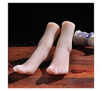 Mannequin Bas Modèle de pied Silicone LifeSize Femme Foot modèle Caoutchouc en caoutchouc Art for Homme TPE 3902 Chaussure Chaussette Bijoux(Skin Toes No Bone,One pair of feet)