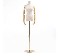 Mannequin buste féminin grand format, avec support rond en métal doré, idéal pouquin buste féminin grand format, avec support rond en métal doré, idéal pour présenter des vêtements et robes.