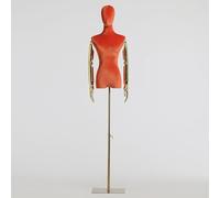 Mannequin Corps Torse, Mannequin Réglable, Mannequin Réaliste, Mannequin Féminin, Réglable en Hauteur, avec Mannequin De Base en Métal, Orange Velvet, B