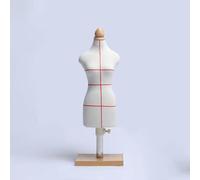 Mannequin court de vêtements, présentoir de table de mannequin avec base en bois, modèle de fabrication de patrons de couture, corps de mannequin de couture de vêtements square 1/2 with red line