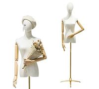 HIYOUGO Mannequin Couture, Buste de Femme Réglable avec Base Rectangulaire Porte-Vêtements Demi-Corps Articulé Mannequin de Vitrine pour Dessin Couture (Couleur : C)