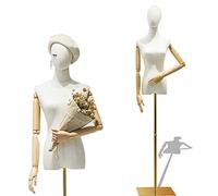 Mannequin Couture, Buste de Femme Réglable avec Base Rectangulaire | Porte-Vêtements Demi-Corps Articulé Mannequin de Vitrine pour Dessin Couture