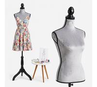 Relaxdays Mannequin de Couture Femme, Taille 36/38, Gris Clair/Noir
