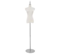 Mannequin Couture Femme,Mannequin De Vitrine FéMinin ModèLe FéMinin Portable Robe Forme Mannequin Torse Mannequin avec Stand RéGlable 70-130cm,pour Exposer Robes De SoiréE (Fond Rond argenté)
