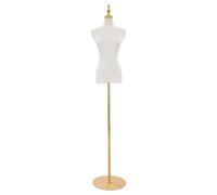 Mannequin Couture Femme,Mannequin De Vitrine FéMinin ModèLe FéMinin Portable Robe Forme Mannequin Torse Mannequin avec Stand RéGlable 70-130cm,pour Exposer Robes De SoiréE (Fond Rond doré)