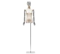 Mannequin Couture Mannequin Buste Féminin, Hauteur Réglable, Tête Et Bras Pivotants, Base en Métal, Idéal pour La Présentation De Vêtements en Magasin(White,Style 2)
