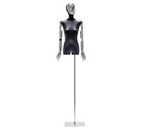 Mannequin Couture Mannequin Buste Féminin, Hauteur Réglable, Tête Et Bras Pivotants, Base en Métal, Idéal pour La Présentation De Vêtements en Magasin(Black,Style 1)