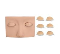 Mannequin de cils pour pratiquer un entraînement réaliste du maquillage demi-visage avec 3 paires de paupières amovibles monocouche (couleur chair)