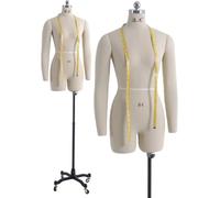 Mannequin de couture avec bras souples - Hauteur réglable - Torse sur roulettes - Pour couturière